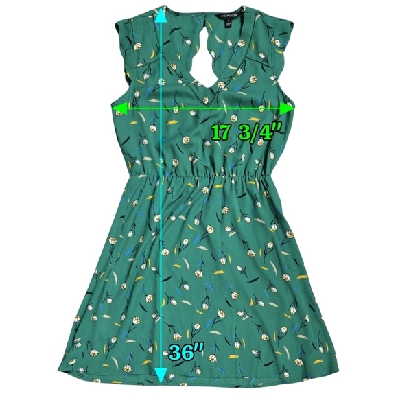 41 Hawthorn Green Floral Midnight Scallop Detail Dress Date Night Stitch Fix - Picture 4 of 9